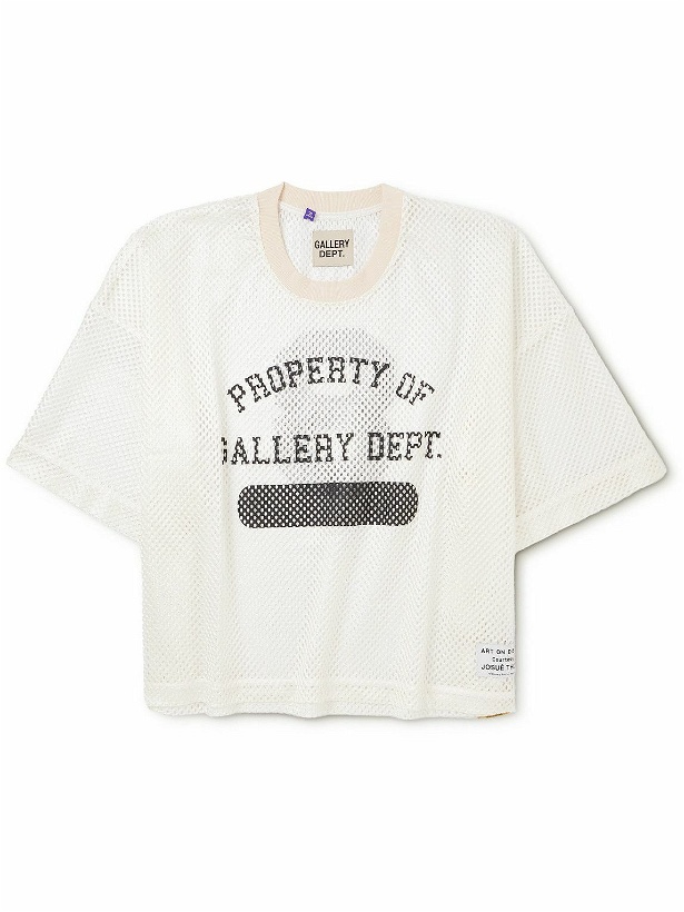 Photo: Gallery Dept. - Practice Cropped Logo-Print Mesh T-Shirt - White