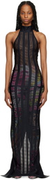 FAL-ASH Black Lasercut Maxi Dress