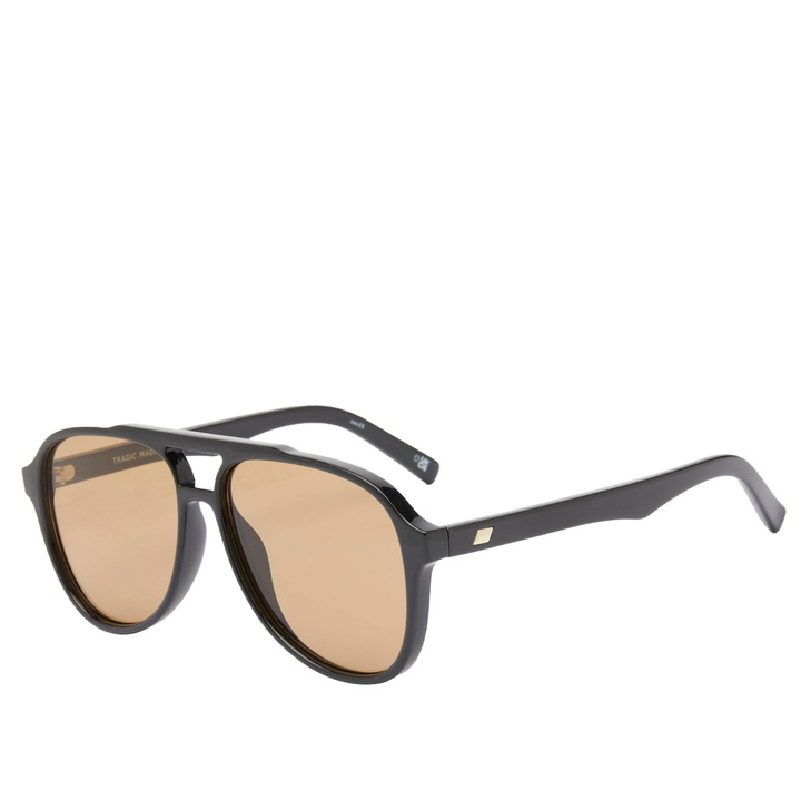 Photo: Le Specs Tragic Magic Sunglasses in Black/Tan 