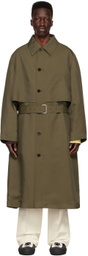 Jil Sander Green Viscose Trench Coat
