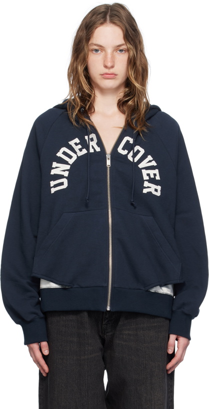 Photo: UNDERCOVER Navy Embroidered Logo Hoodie