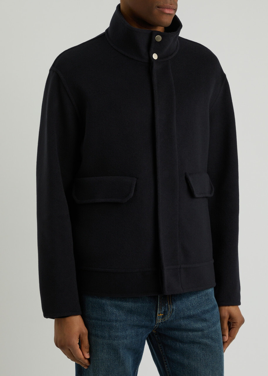 Emporio Armani Wool and Cashmere-blend Coat Navy
