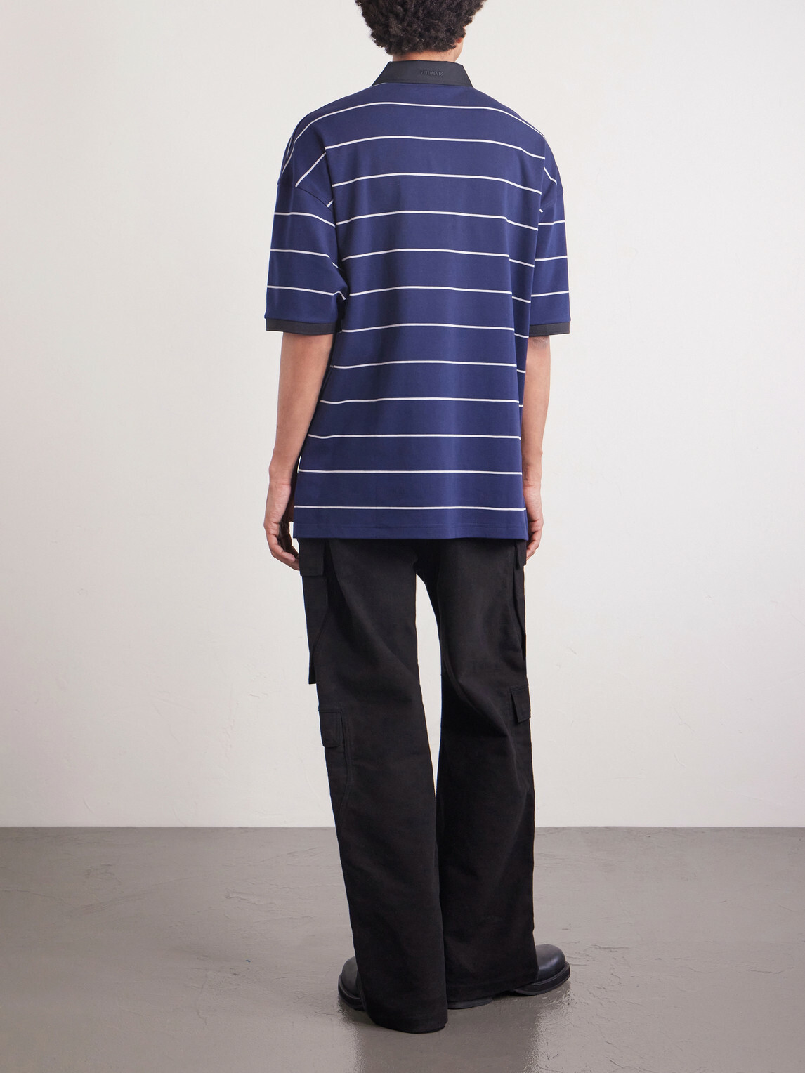 VETEMENTS - Nerd Embroidered Striped Cotton-Jersey Polo Shirt - Blue