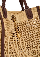 Chloe Iconic Logo Leather and Raffia Tote bag - Sand - One Size