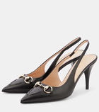 Gucci Horsebit leather slingback pumps