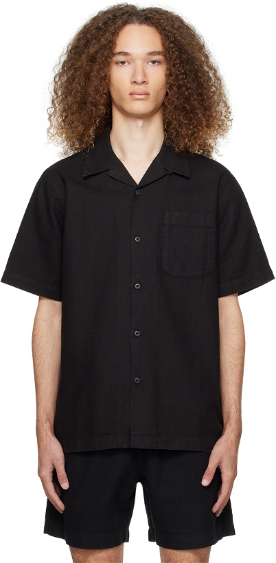 Photo: Maharishi Black Open Spread Collar Shirt