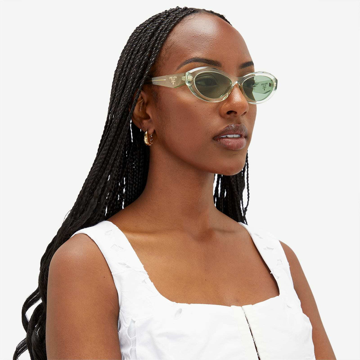 Prada Eyewear Women's 26ZS Sunglasses in Transparent Mint/Green Prada