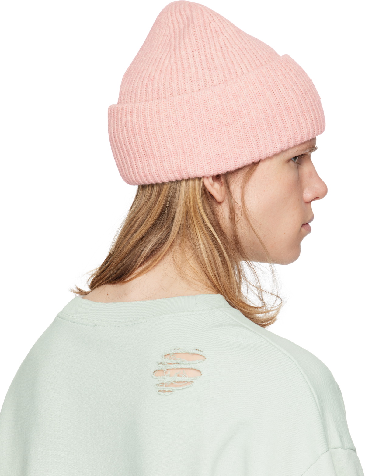 Acne Studios Pink Small Face Logo Beanie Acne Studios