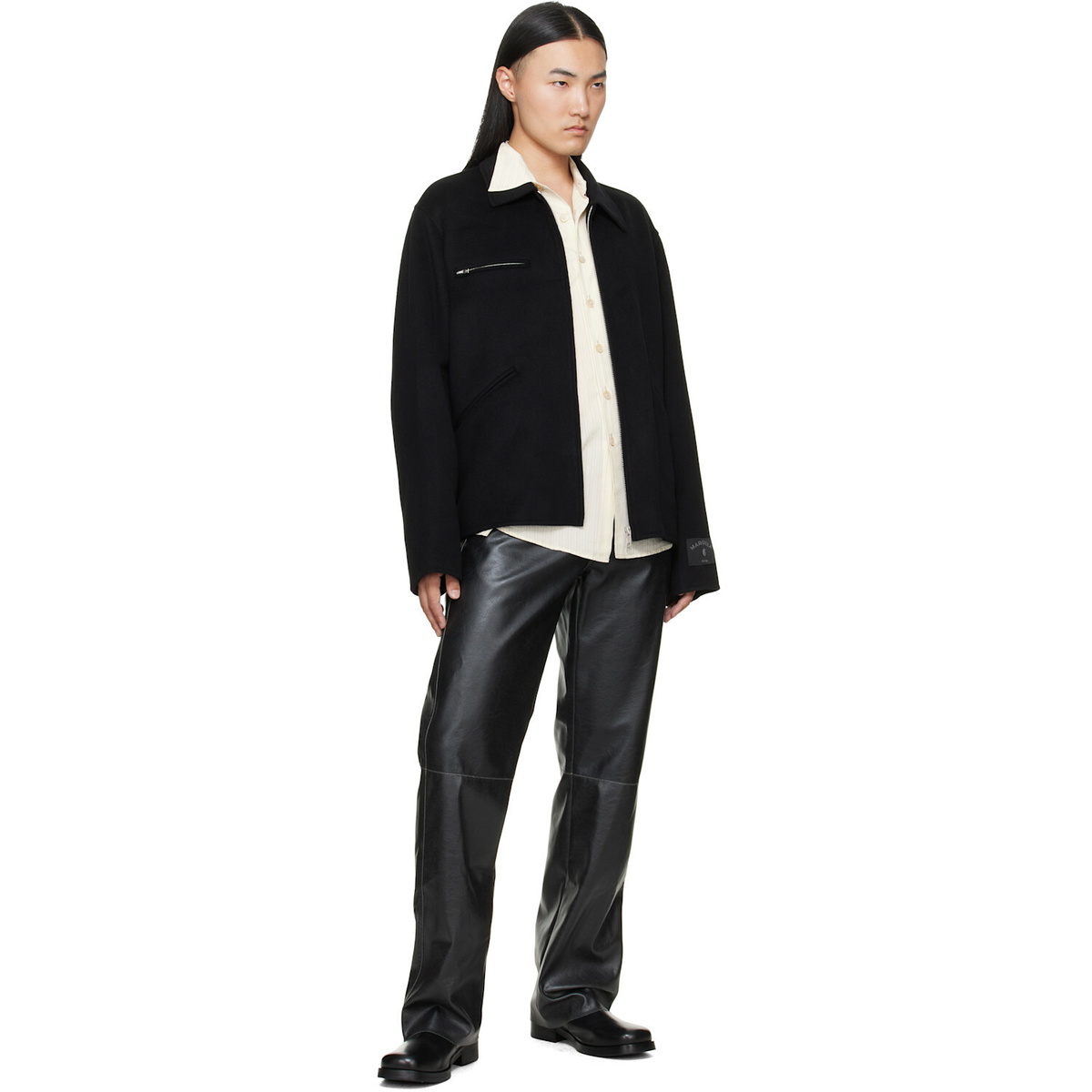 MM6 Maison Margiela Black Double-Faced Wool Zip Jacket