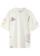 Wax London Milton Embroidered Cotton T-shirt Ecru