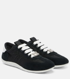 Roger Vivier Viv Low suede-trimmed satin sneakers