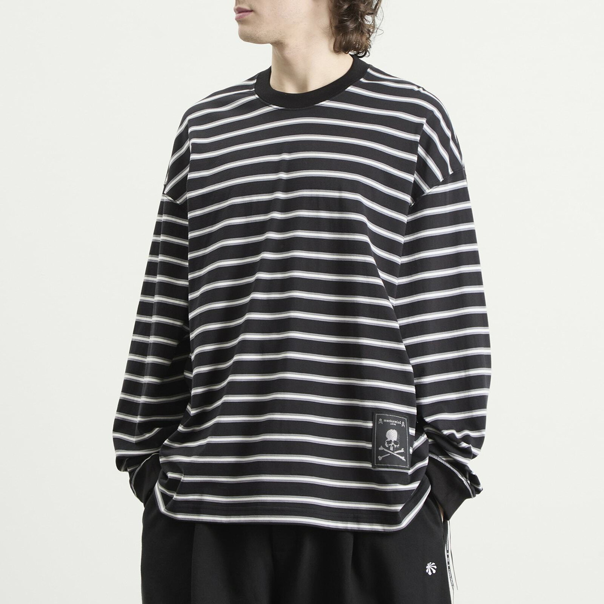 MASTERMIND WORLD Men's Fine Gauge Stripe Long Sleeve T-Shirt in Black