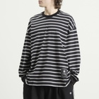 MASTERMIND WORLD Men's Fine Gauge Stripe Long Sleeve T-Shirt in Black