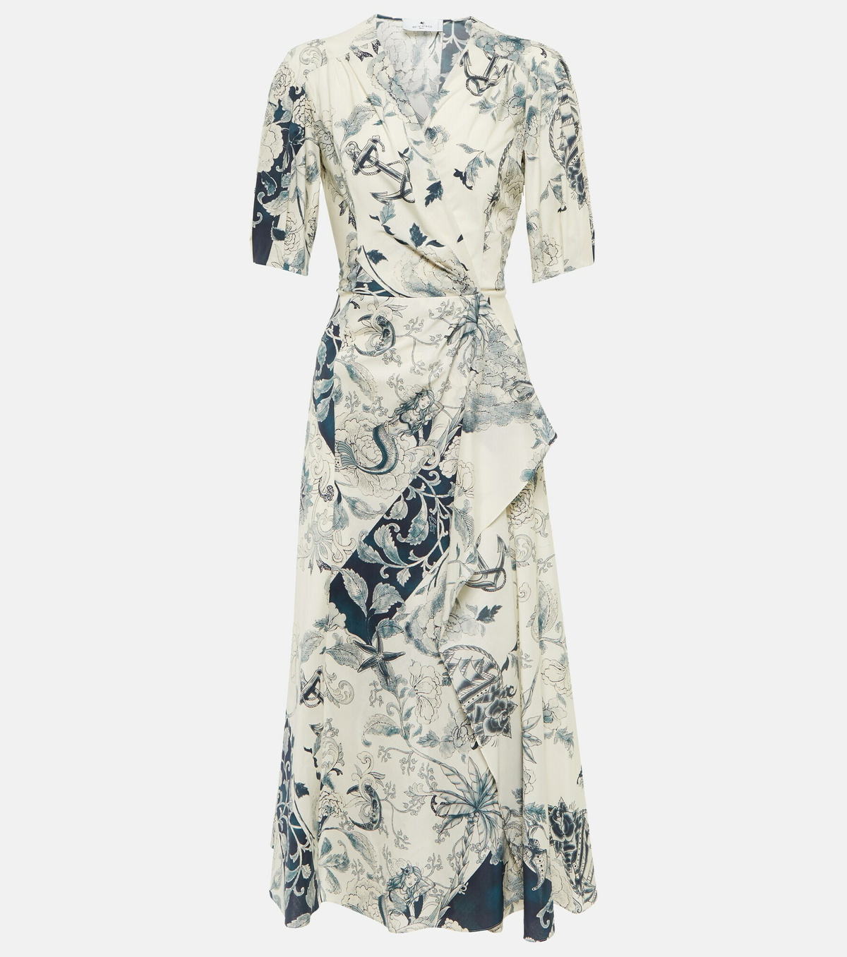 Etro - Paisley cotton-blend wrap midi dress Etro