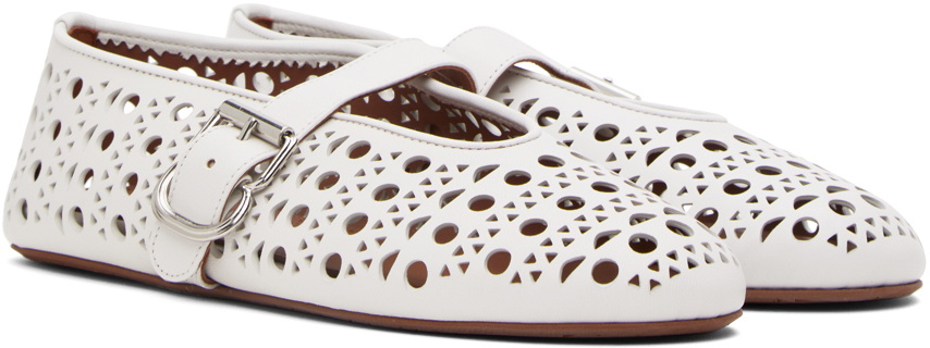 ALAÏA White Perforated Ballerina Flats