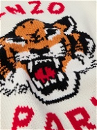 KENZO - Lucky Tiger Logo-Jacquard Cotton-Blend Sweater - White