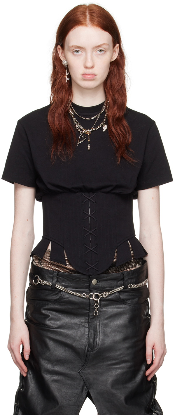 Dilara Findikoglu Black Corset T-Shirt