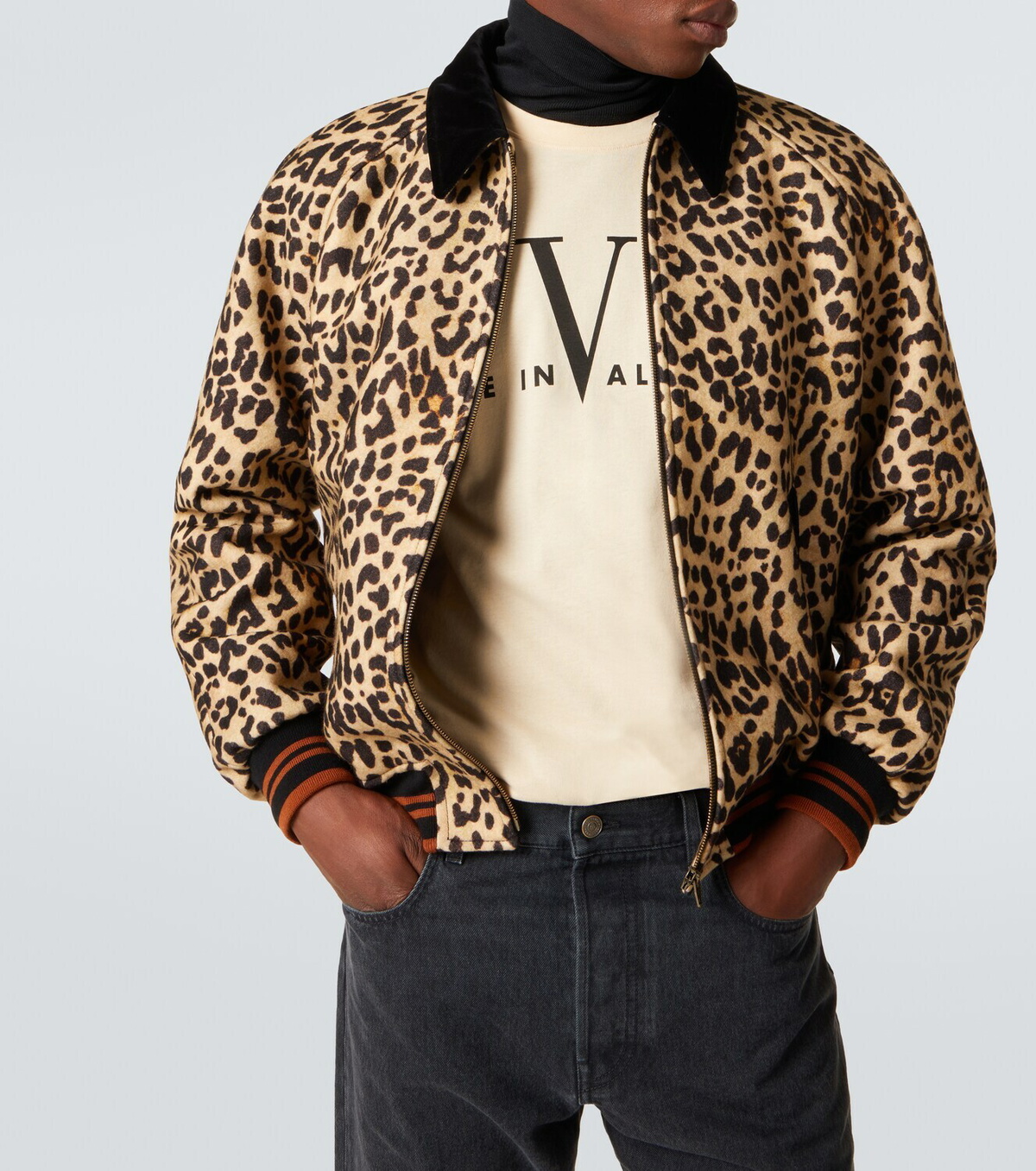 Valentino VGold leopard-print wool blouson jacket