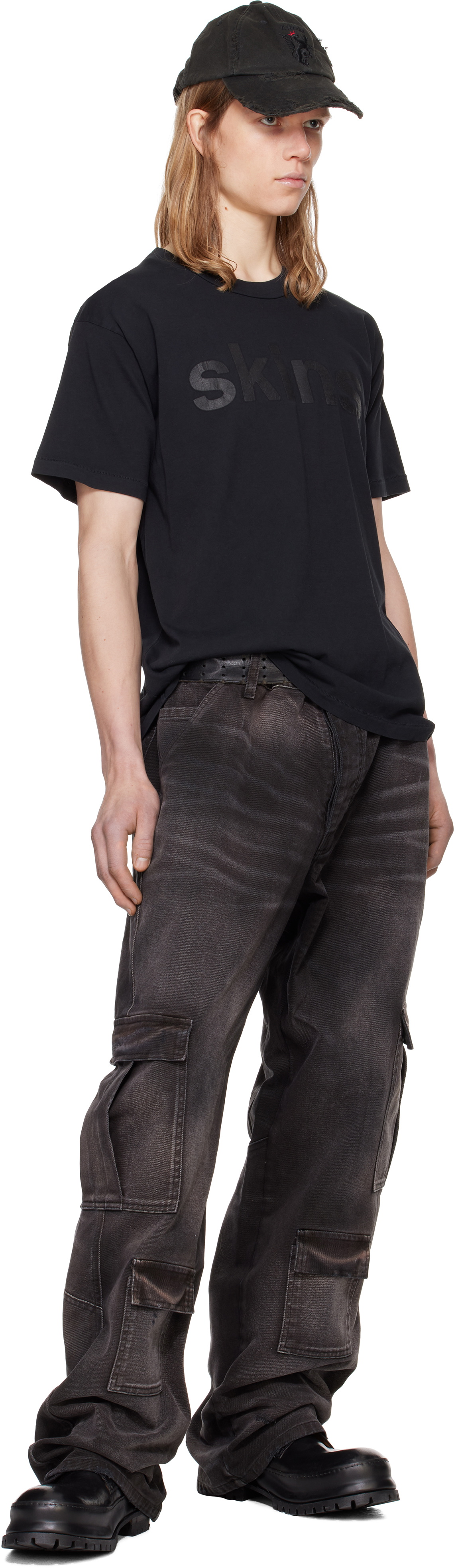 ALEXANDER DIGENOVA Black Crewneck 'Skins' T-shirt Alexander Digenova
