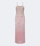 Là Fuori Embellished floral-appliqué gown
