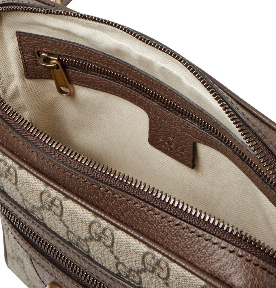Ophidia Leather-Trimmed Monogrammed Coated-Canvas Messenger Bag