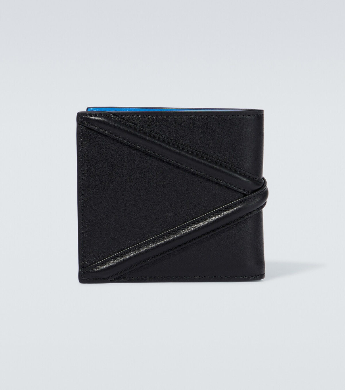 McQueen Bifold Wallet With Logo In Black Calfskin