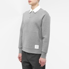 Thom Browne Men's Contrast Collar Long Sleeve Polo Shirt in Med Grey