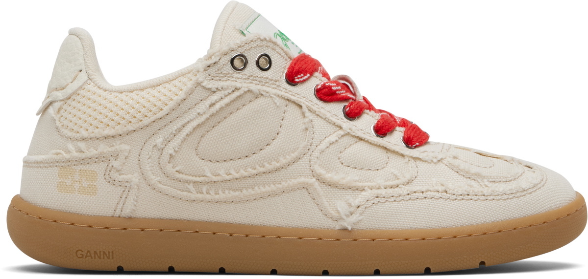 GANNI Beige 08 Canvas Raw Edge Sneakers
