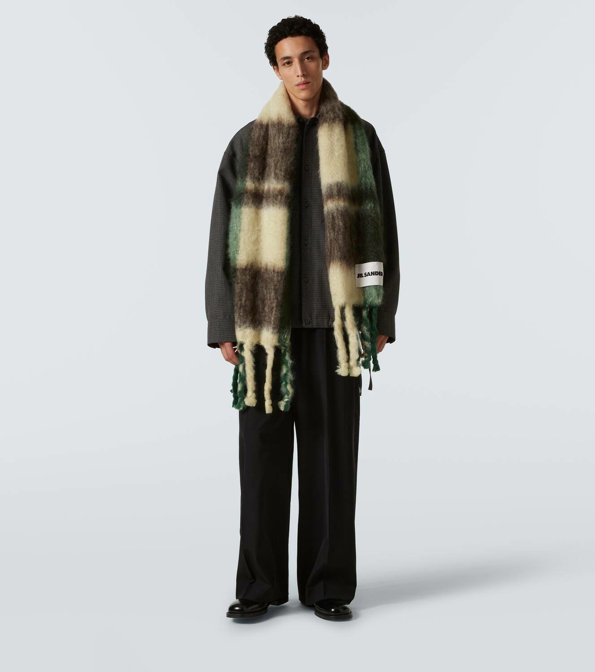 Jil Sander Checked mohair and wool-blend scarf Jil Sander
