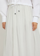 Brunello Cucinelli Gathered Cotton Midi Skirt White