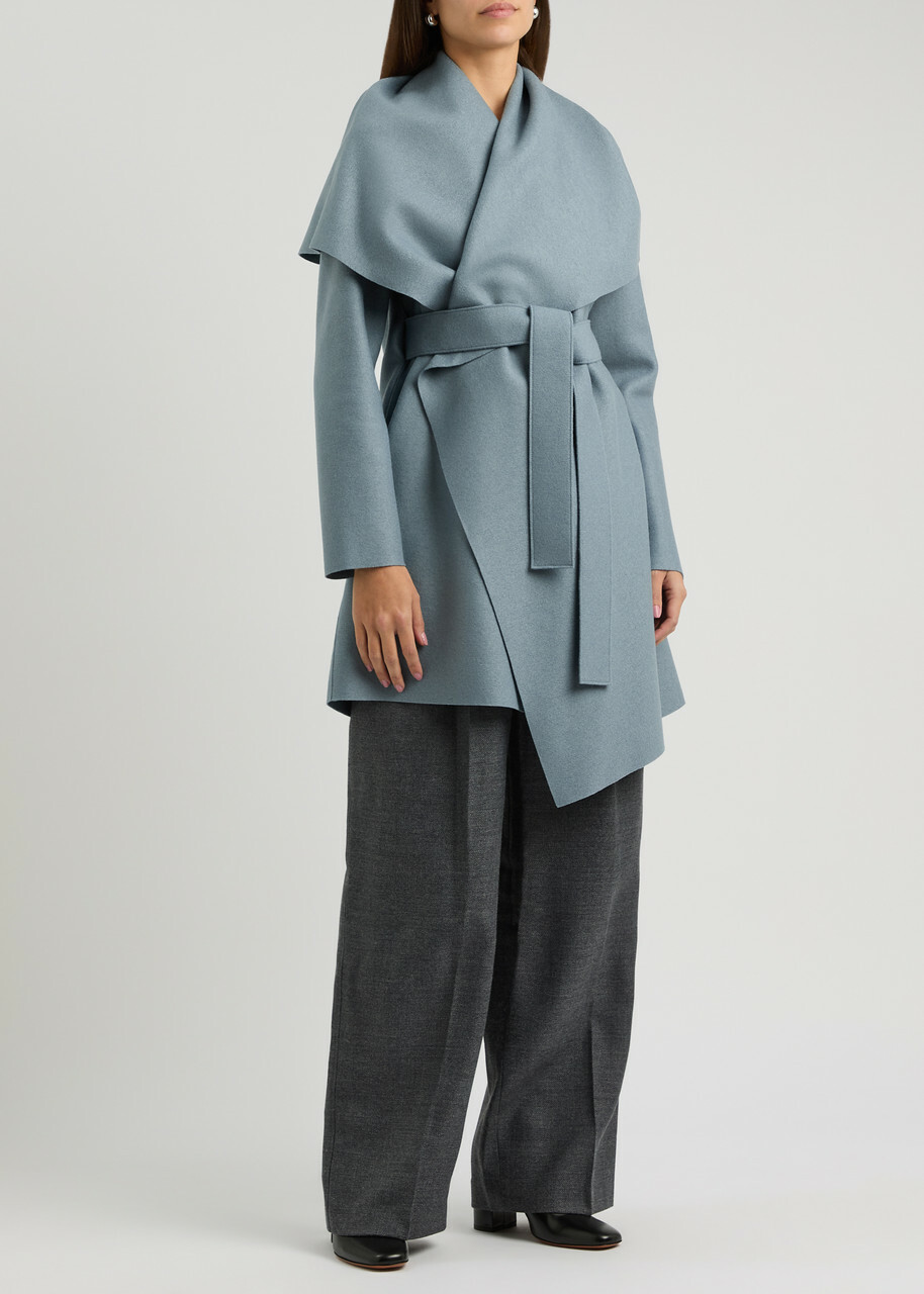 Harris Wharf London Belted Wool Blanket Coat Grey