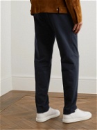 Kiton - Straight-Leg Pleated Cotton-Blend Jersey Trousers - Blue