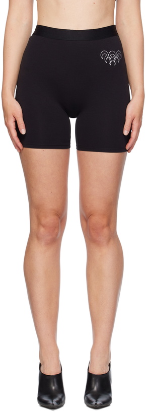 Photo: Marine Serre SSENSE Exclusive Black Embroidered Logo Sport Shorts