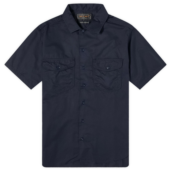 Photo: Beams Plus Men's WORK Twill Short Sleeve Shirt in Blue