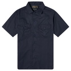 Beams Plus Men's WORK Twill Short Sleeve Shirt in Blue