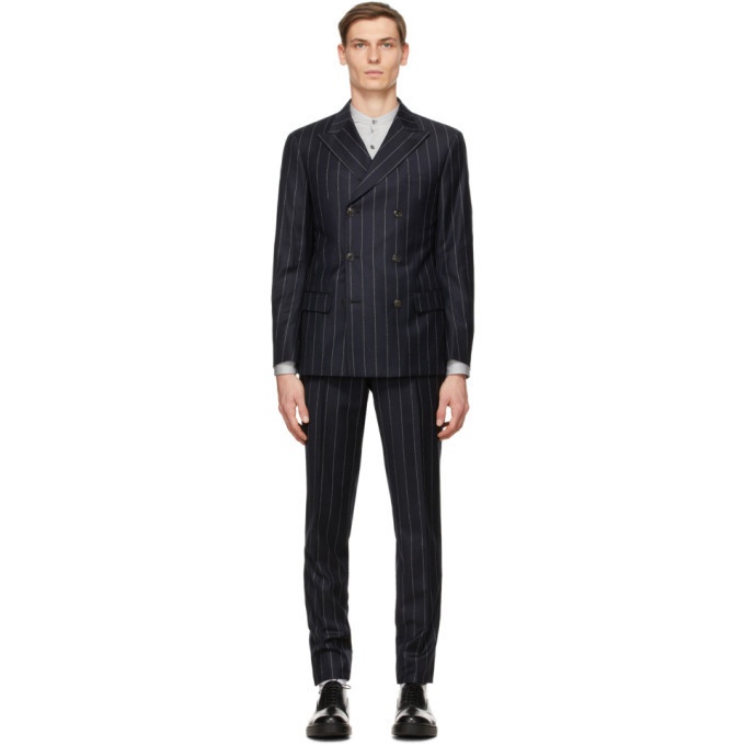 Photo: Giorgio Armani Navy Pinstripe Double-Breasted Suit