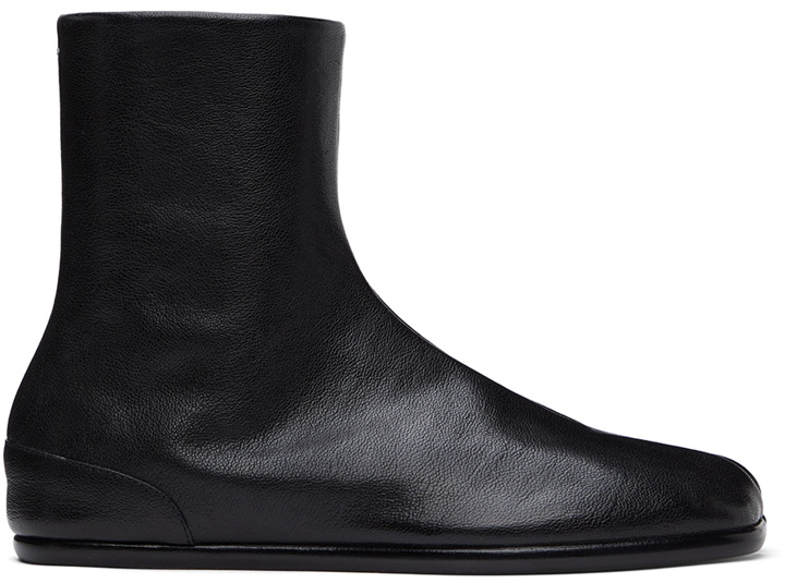 Photo: Maison Margiela Black Flat Tabi Boots