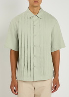 Gusari Montecarlo Pleated Linen Shirt Light Green