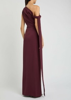Solace London Irina Draped Crepe Maxi Dress Aubergine