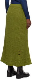 Song for the Mute Green Distressed Midi Skirt