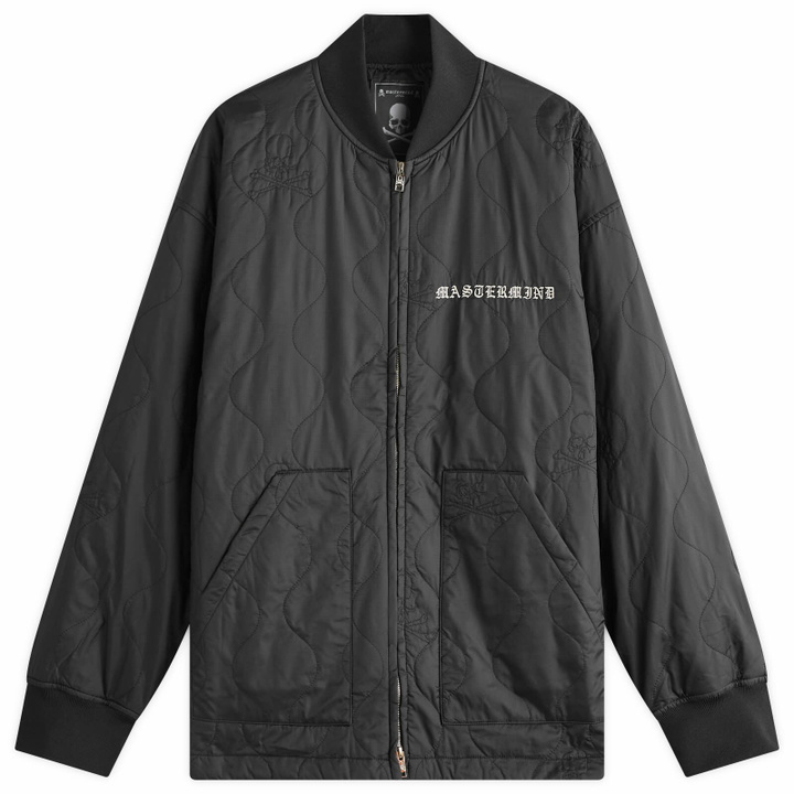 Photo: MASTERMIND WORLD Men's Quilted Bomber Jacket in Black