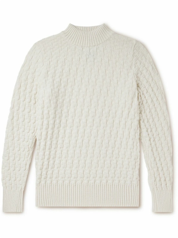 Photo: S.N.S Herning - Stark Slim-Fit Cable-Knit Merino Wool Sweater - White