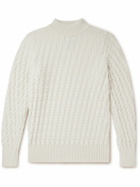 S.N.S Herning - Stark Slim-Fit Cable-Knit Merino Wool Sweater - White