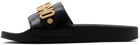 Moschino Black & Gold Logo Lettering Pool Slides