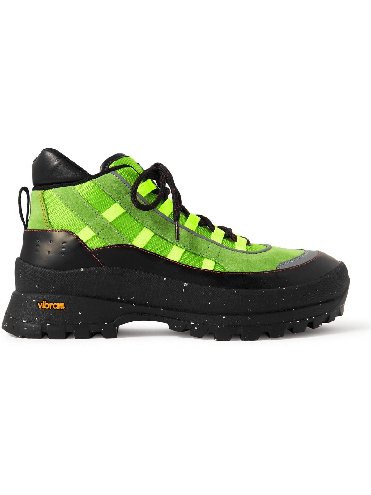 Photo: MCQ - FA-5 Leather and Webbing-Trimmed Suede and Mesh Hiking Boots - Green - EU 39