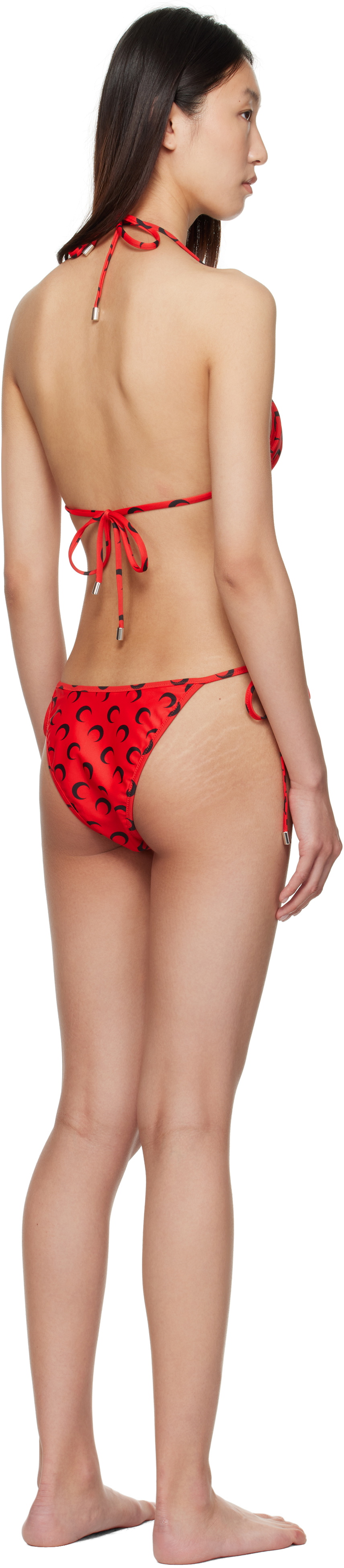 Marine Serre Black & Red Swimwear Jersey Bikini