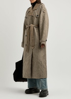 Meotine John Checked Wool-blend Trench Coat Beige