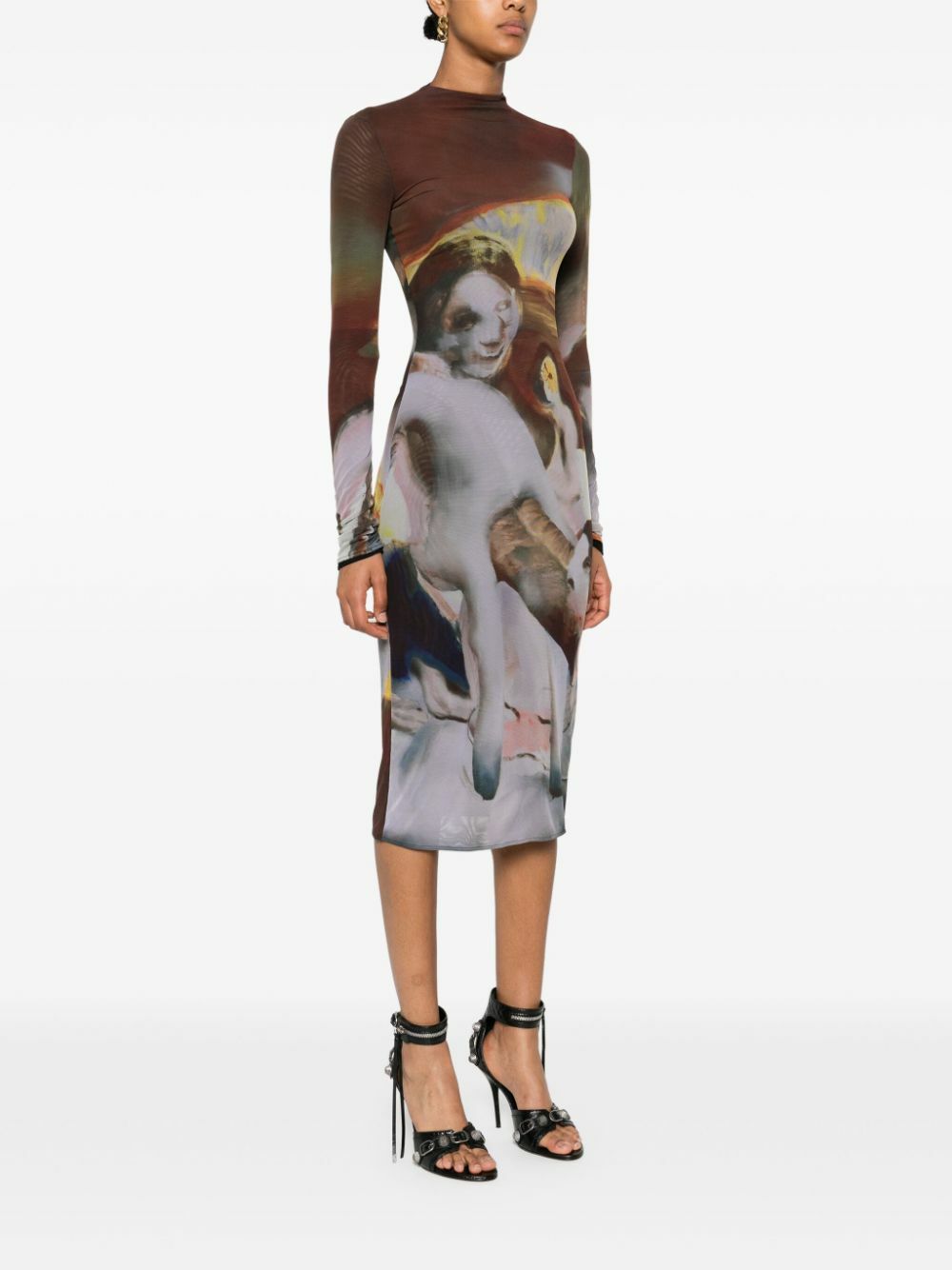 mugler printed mesh dress Mugler Archive-Print Mesh Dress Mugler