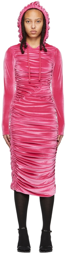 Photo: Hood by Air Pink Ruched Mid-Length Dress