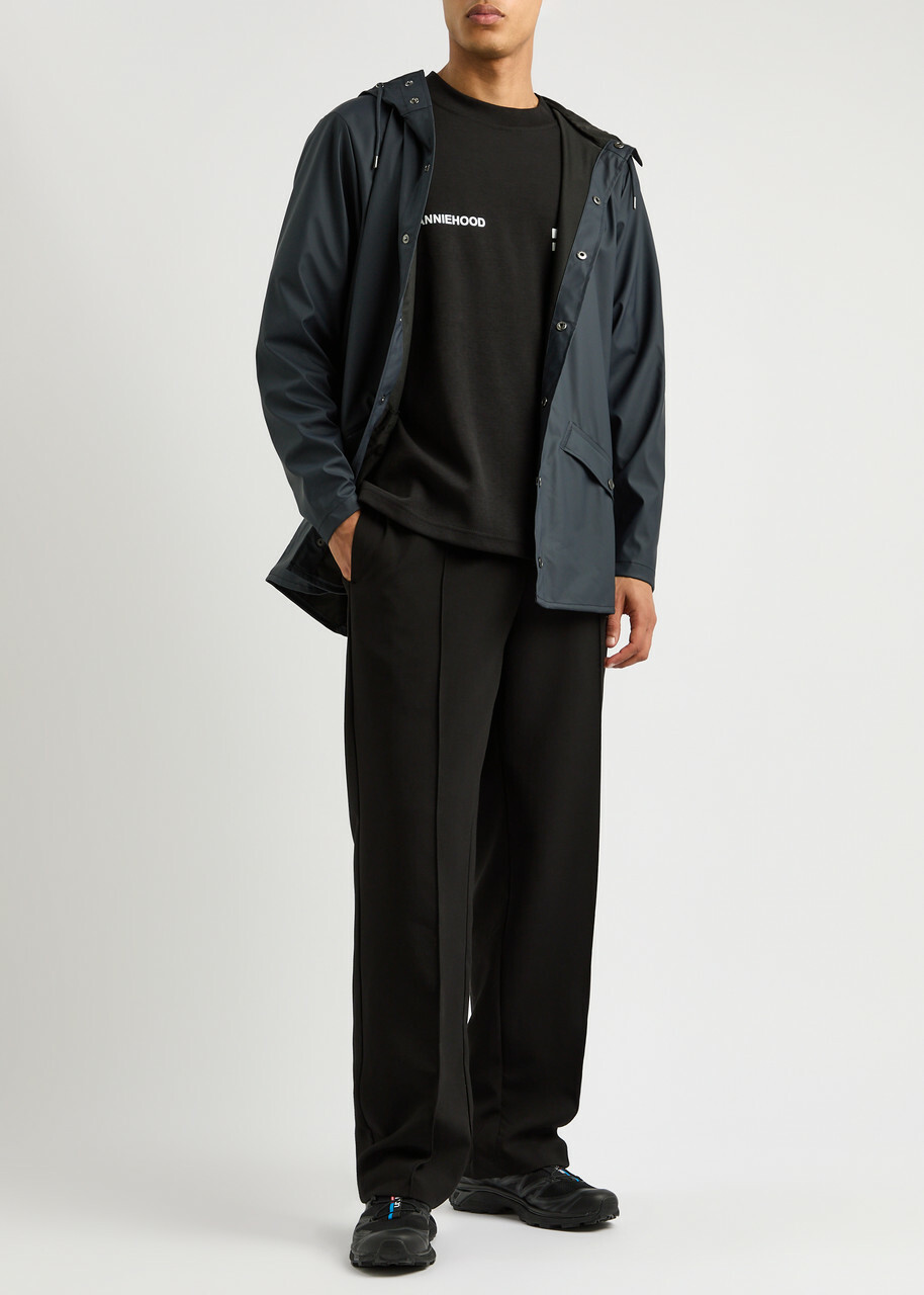 Rains Short Matte Rubberised Raincoat Navy